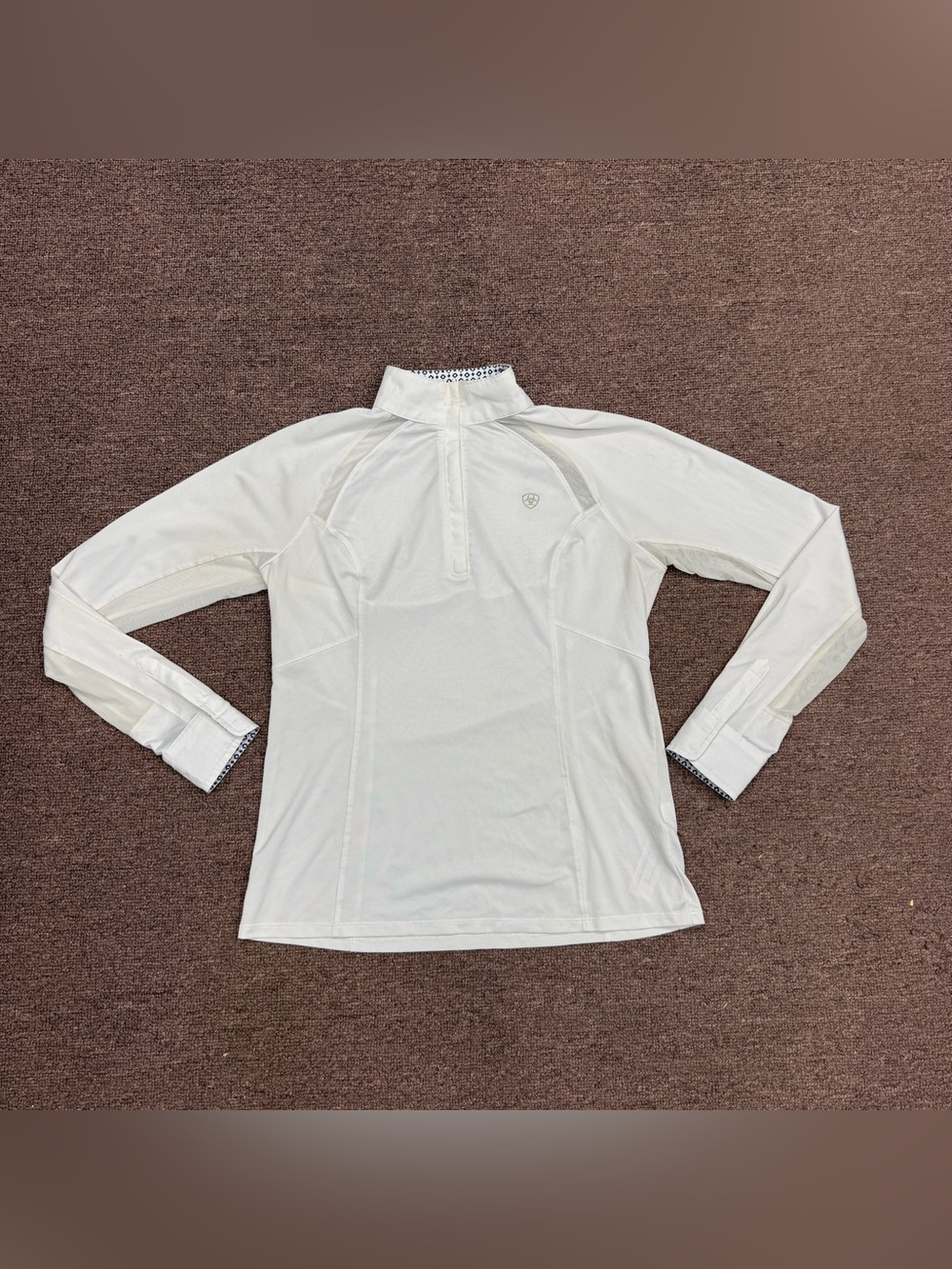 Women’s Medium White Ariat Long Sleeve Horseback Riding Show Shirt. Good Conditi